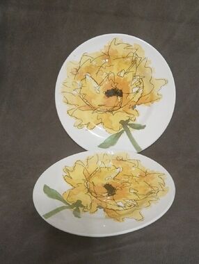 Royal Stafford Yellow Floral Ceramic 8.5" Dinner Plates - Set of 2